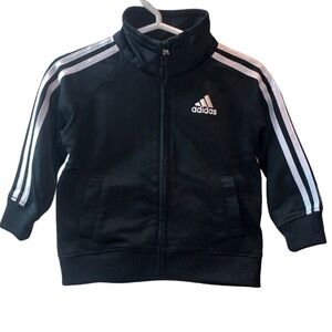 Adidas 3 Stripe Track Infant Jacket Black/White Size 9 Months
